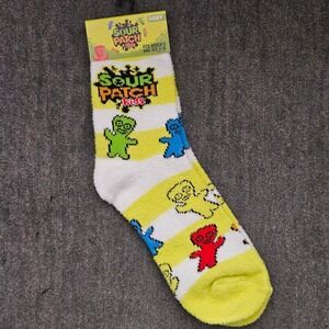 Sour Patch Cozy Crew Socks Yellow White Candy Women Shoe Size 5-10
